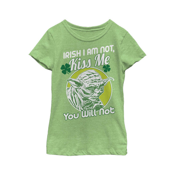 Girl's Star Wars St. Patrick's Day Yoda I am Not Irish Kiss Me You Will Not  Child T-Shirt