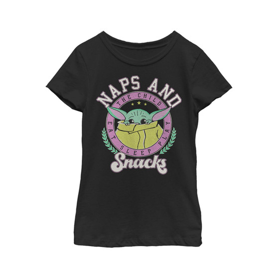 Girl's Star Wars: The Mandalorian Grogu Naps and Snacks  Child T-Shirt