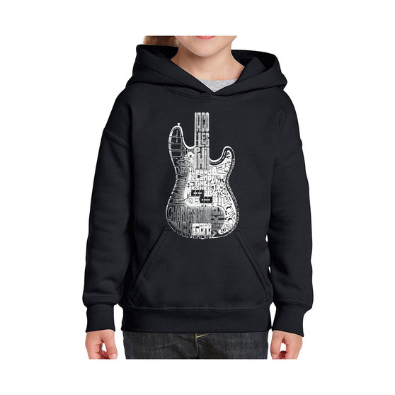 Big Girl's Word Art Hooded Sweatshirt - Bass Guitar