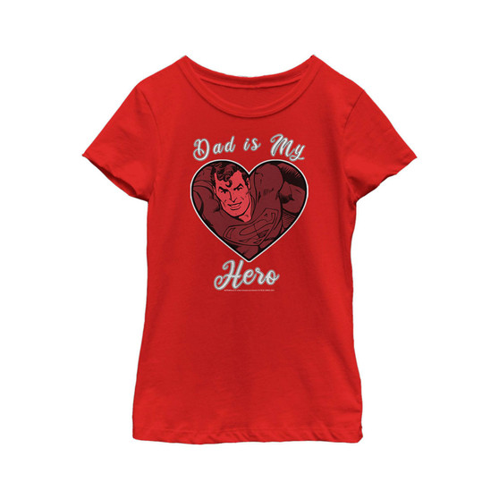 Girl's Superman Valentine's Day Dad is My Hero  Child T-Shirt