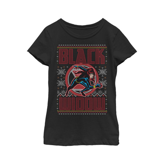 Girl's Ugly Christmas Black Widow Snow Child T-Shirt