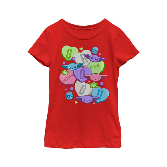 Girl's Star Wars The Mandalorian Valentine's Day The Child Floating Candy Hearts  Child T-Shirt