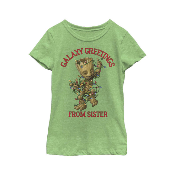 Girl's Christmas Groot Galaxy Greetings Sister  Child T-Shirt