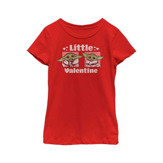 Girl's Star Wars: The Mandalorian Valentine's Day The Child Little Valentine Panels  Child T-Shirt