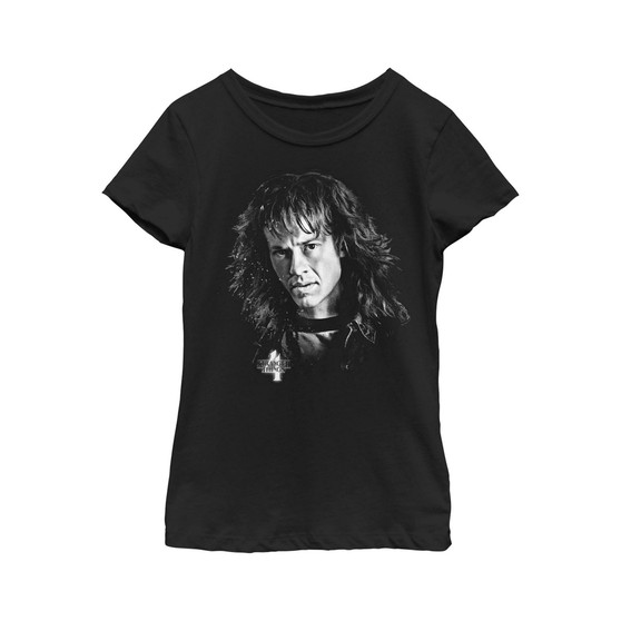 Girl's Stranger Things Eddie Munson Black and White  Child T-Shirt