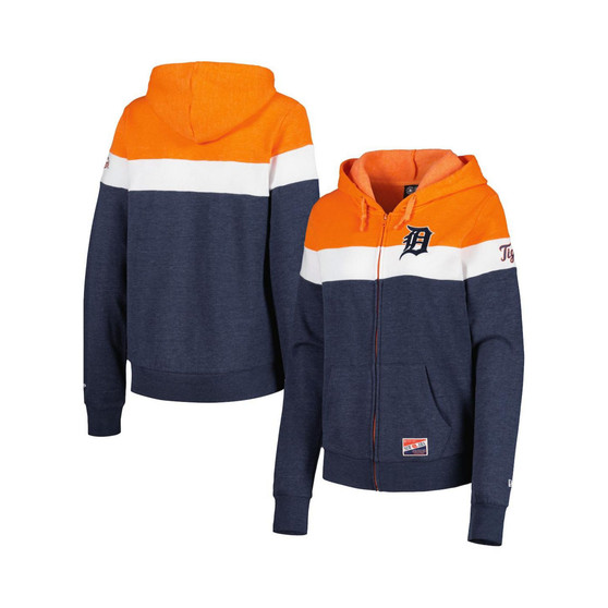 Women's Heather Navy Detroit Tigers Colorblock Full-Zip Hoodie Jacket
