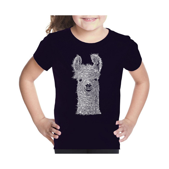 Big Girl's Word Art T-shirt - Llama