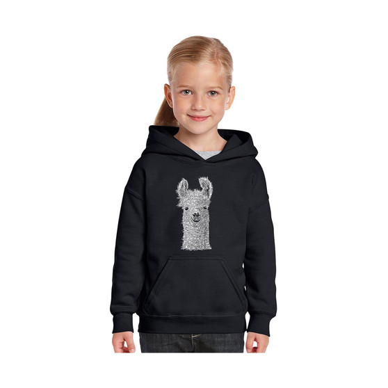 Big Girl's Word Art Hooded Sweatshirt - Llama