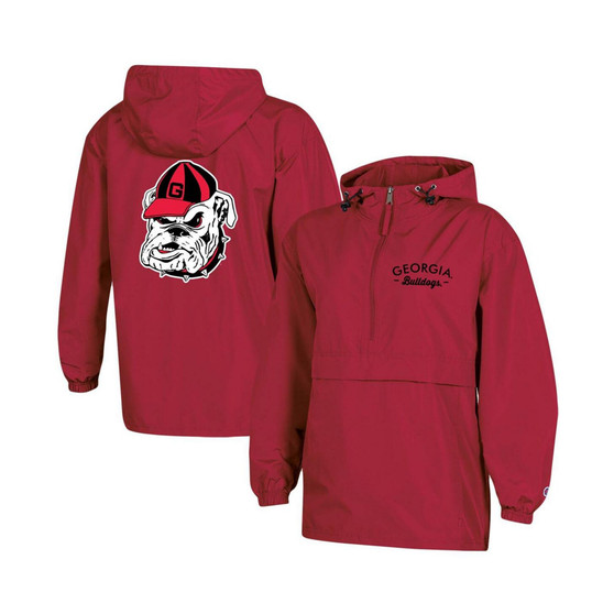 Women's Red Georgia Bulldogs Packable Half-Zip Light Rain Jacket