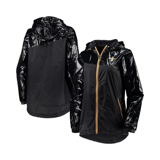 Women's Black New Orleans Saints Double-Coverage Full-Zip Hoodie Jacket