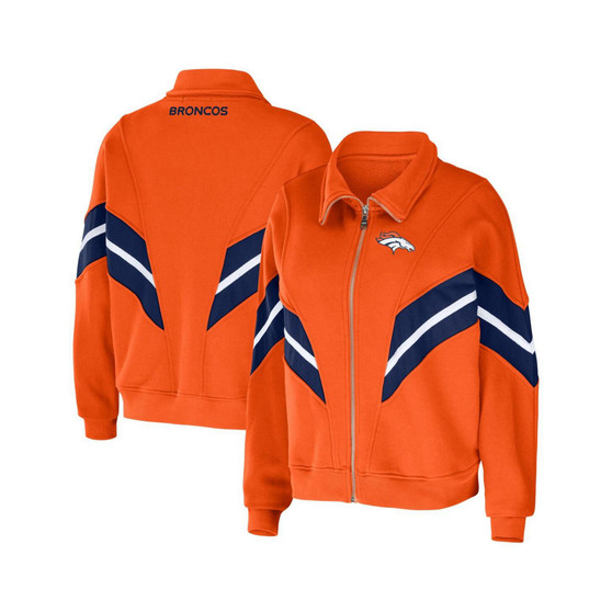 Women's Orange Denver Broncos Plus Size Yarn Dye Stripe Full-Zip Jacket