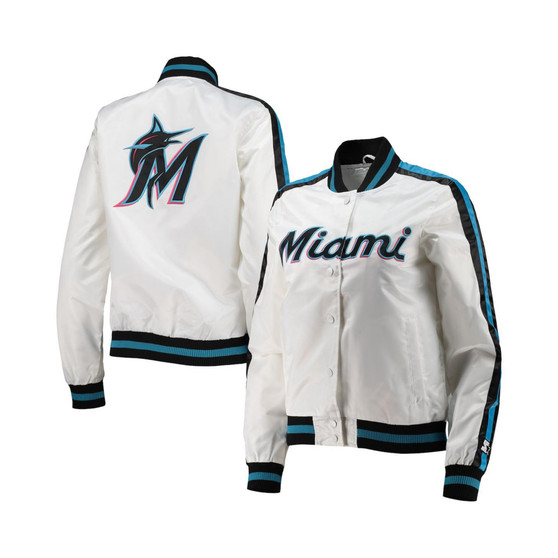 Women's White Miami Marlins Hometown Satin Full-Snap Jacket