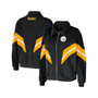 Women's Black Pittsburgh Steelers Plus Size Yarn Dye Stripe Full-Zip Jacket