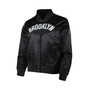 Women's Black Brooklyn Nets Classics Satin Full-Snap Jacket