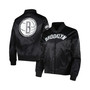 Women's Black Brooklyn Nets Classics Satin Full-Snap Jacket