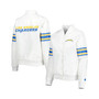 Women's White Los Angeles Chargers Line Up Satin Full-Snap Varsity Jacket