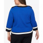 Plus Size Classics Border Stripe Boat Neck Sweater with Necklace
