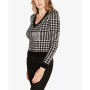 Black Label Women's Houndstooth Puff Sleeve Sweater