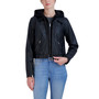 Women's Hooded Faux Leather Bomber