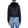 Women's Hooded Faux Leather Bomber