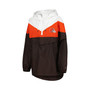 Women's White, Orange Cleveland Browns Staci Half-Zip Hoodie Windbreaker Jacket