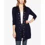 Grommet-Trim Duster Cardigan