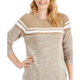 Petite Cotton Curved-Hem Striped Pullover Sweater, Created for Macy's