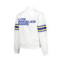 Women's White Los Angeles Rams Line Up Satin Full-Snap Varsity Jacket
