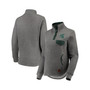 Women's Heathered Gray and Green Michigan State Spartans Magnum Quilted Quarter-Snap Pullover Jacket