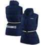 Women's College Navy Seattle Seahawks Full-Zip Puffer Vest with Belt
