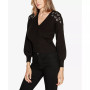 Black Label Women's Embellished Drop Shoulder Wrap Sweater