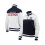 Women's White and Navy Washington Wizards Tip-Off Rhinestone Tricot Full-Zip Track Jacket