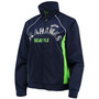 Women's College Navy and Neon Green Seattle Seahawks Backfield Raglan Full-Zip Track Jacket