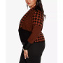 Black Label Women's Plus Size Multi Houndstooth Cropped Sweater Blazer