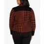 Black Label Women's Plus Size Multi Houndstooth Cropped Sweater Blazer