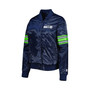 Women's College Navy Seattle Seahawks Line Up Satin Full-Snap Varsity Jacket