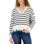 Juniors' Drop-Shoulder Distressed-Edge Sweater
