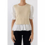 Women's Sweater Poplin Mixed Top