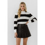 Women's Lace Detail with Stripe Sweater