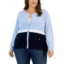 Plus Size Colorblocked Cardigan, Created for Macy's