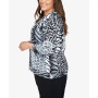 Plus Size Classics Split Neck Animal Patch Sweater