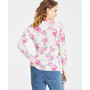 Petite Cashmere Floral-Print Crewneck Sweater, Created for Macy's