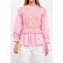 Women's Mixed Media Cable Detail Sweater