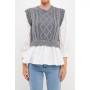 Women's Mixed Media Cable Detail Sweater