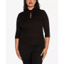 Plus Size Embellished Keyhole Sweater