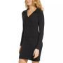 Women's Long Sleeve V-Neck Collared Rib-Knit Dress
