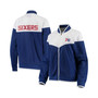 Women's Royal, White Philadelphia 76ers Wildcard Rhinestone Raglan Full-Zip Track Jacket