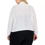 Plus Size Collarless Open-Front Long-Sleeve Cardigan