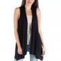 Draped Open Front Sleeveless Cardigan Vest