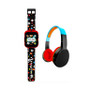 Kid's Black Sports Print Tpu Strap Smart Watch with Headphones Set 41mm